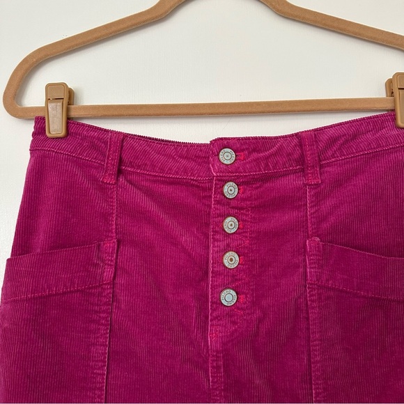 Anthropologie Pilcro Talia Pink Corduroy Button Detail Skirt Womens 6 Pink - Picture 3 of 10